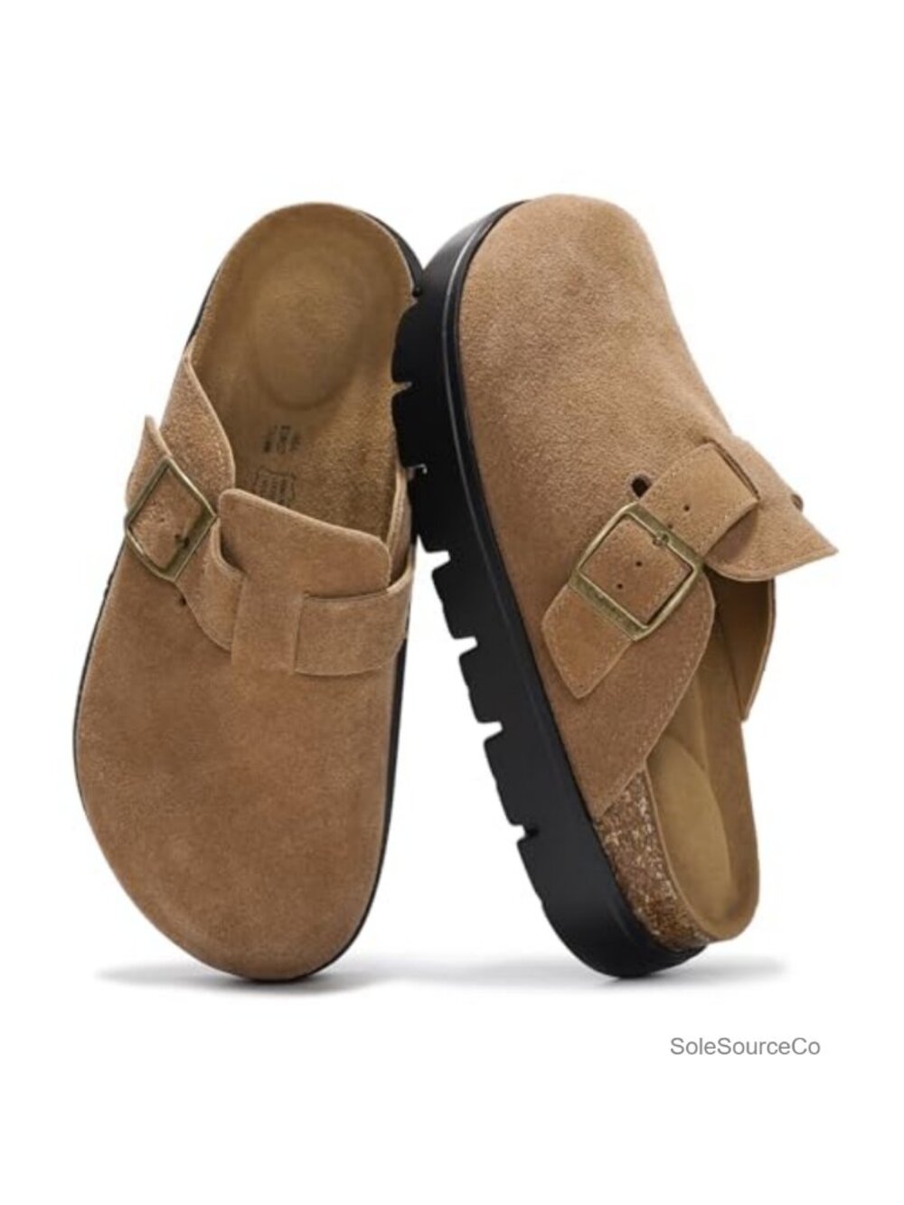 Platform Clogs Genuine Leather Slip On Mules Women's